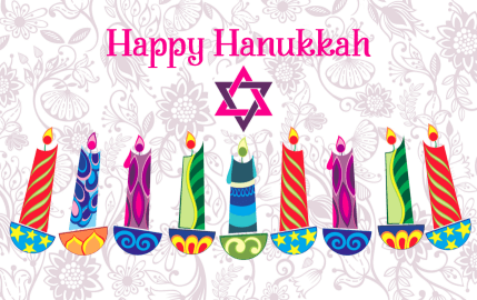 Happy Hanukkah with Colorful Candles